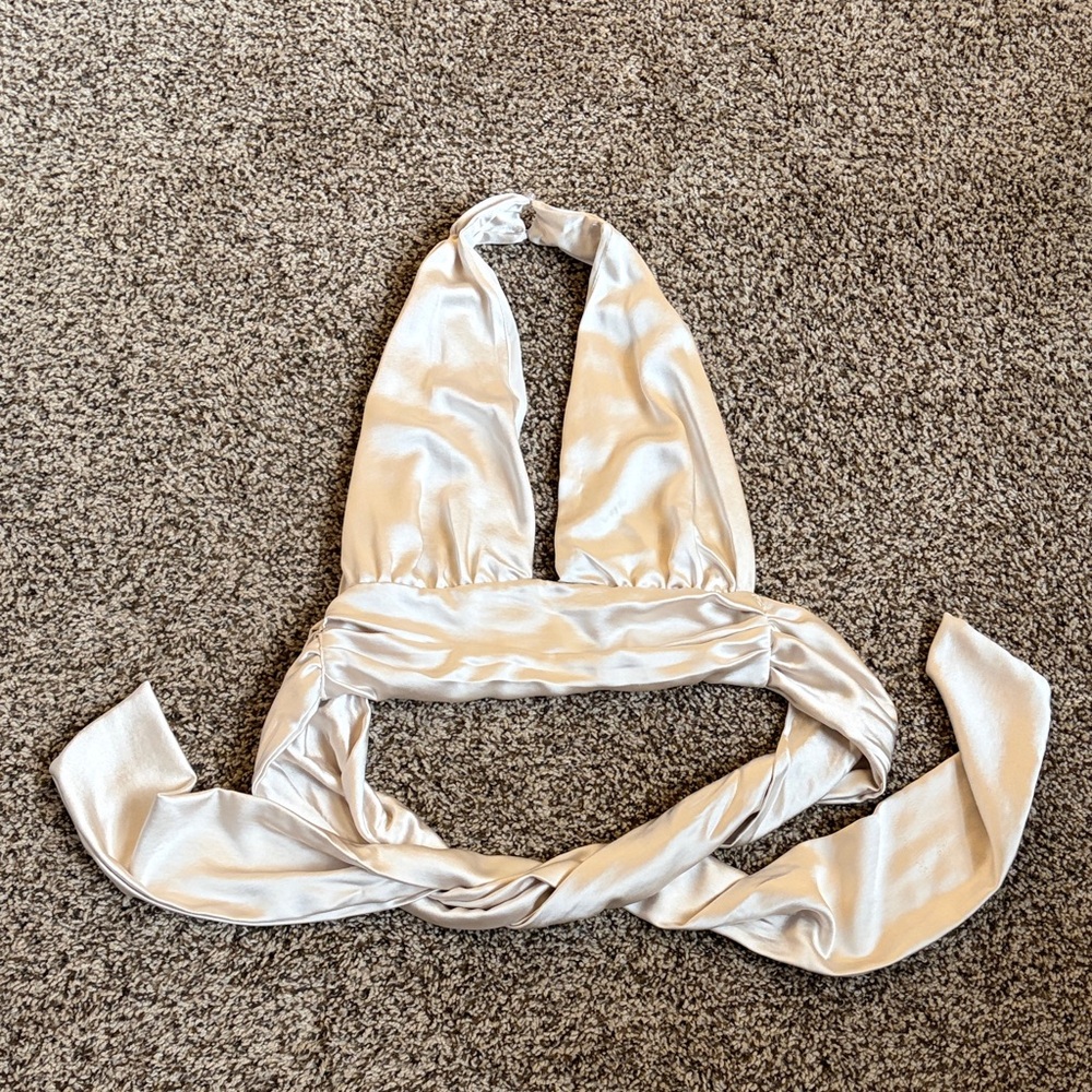 Satin Cream Halter Top